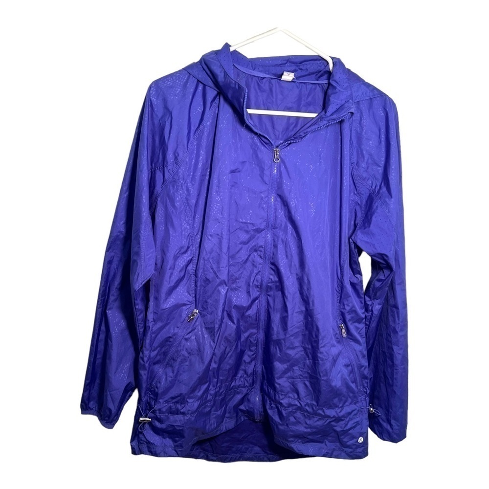 Layer 8 Women's Sz Large Rain Running Windbreaker Jacket Hooded Qwick Dry Violet